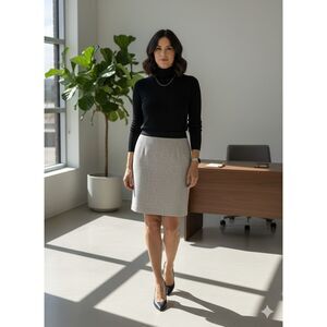 Banana Republic Ivory Tweed Pencil Skirt Black Trim Size 10 Office Career NWT